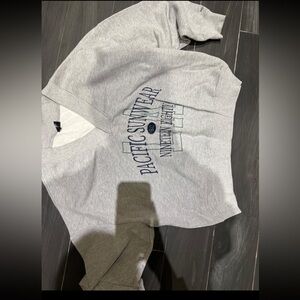 PacSun Light Gray Graphic Sweatshirt with Navy & Teal Logo